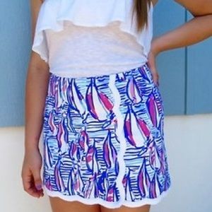 Lilly Pulitzer Skort Size 4 Pink Navy Regatta EUC